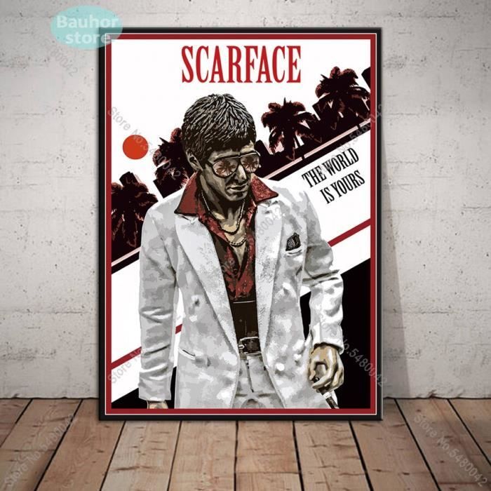 Islandburner Tableau Sur Toile Pacino Scarface Tony Montana Cult Gangster Film Hollywood Icône V2 Cadre Affiche Poster Murale Tableaux