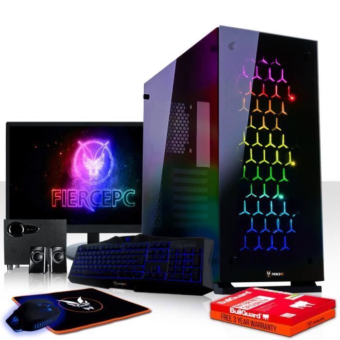  Ordinateur de bureau Fierce APACHE PC Gamer de Bureau - Intel Core i5 7400 4x3.5GHz CPU, 8Go RAM, GTX 1050 2Go, 1To HDD - 457061 pas cher