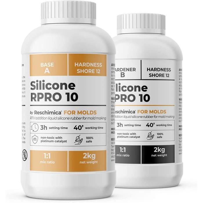 Caoutchouc de silicone liquide pour moulage R PRO 10, 1:1 Non toxique avec  catalyseur au platine (10 kg)