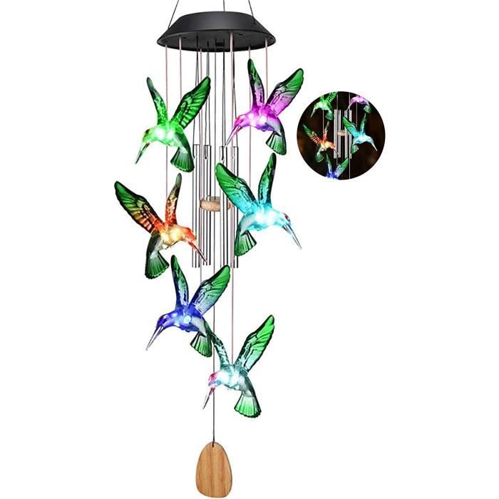 Gerhannery Carillon Solaire LED à Spirale - Papillon Changeant - Déco Extérieure Jardin Terrasse