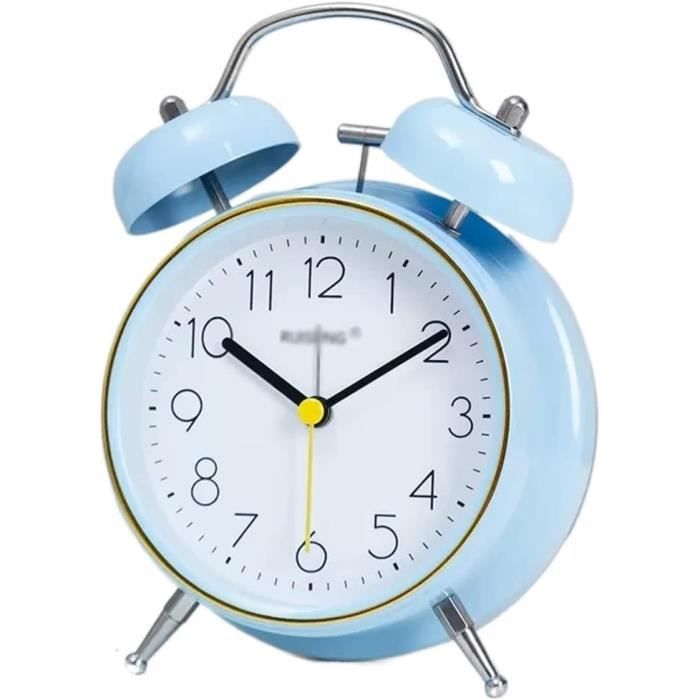 Réveil Analogique 4 Pouces - Aiguille Silencieuse Sans Tic-tac - Avec Veilleuse - Pile AA - Simple Et Efficace Pour Chevet Ou Bureau