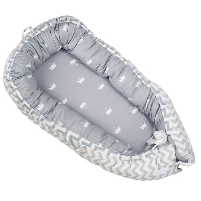 Protection Oreiller de couchage câlin coussin couffin de voyage portable 100% coton anti-allergique 90 x 50 cm Baby Nest cocon pour bébé nourrisson 