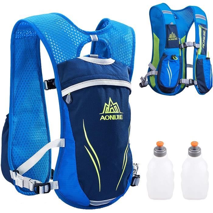 SAC DE TRAIL RUNNING MIXTE 10 L BLEU ET NOIR- VENDU AVEC POCHE À EAU 1L  pour les clubs et collectivités