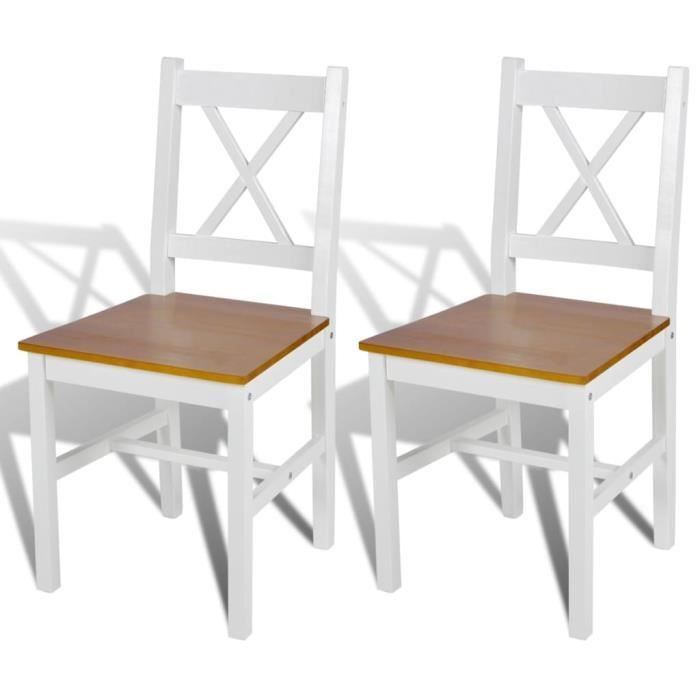 6198EN SOLDE•Ensemble de 2 Chaises de salle à manger Moderne & Confortable Chaises de Salon Blanc Bois de pin TAILLE:415 x 455 x