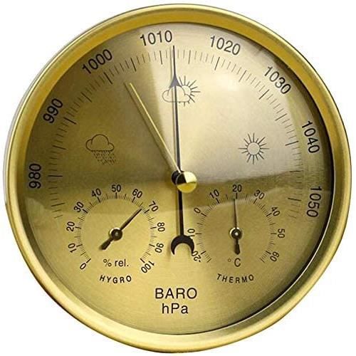 Baromètre thermomètre hygromètre en métal analogique pour salon,chambre à coucher,jardin (bronze doré)[293]
