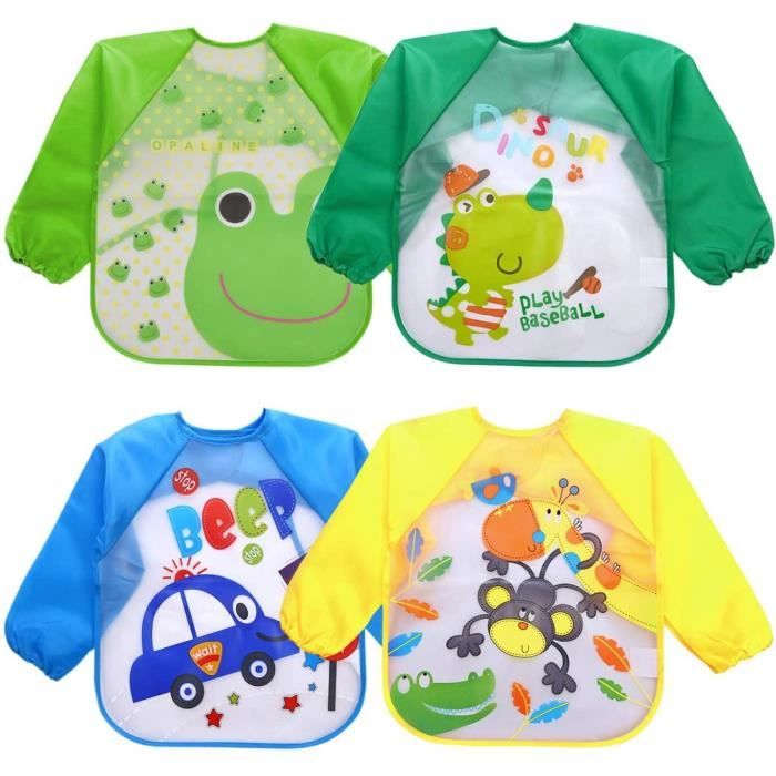 Le Repas De Bebe Tablier Enfant 4pcs Bavoir Manches Longues Bebe Tablier Peinture Enfant Tablier D Alimentation De Jeu 4799 Cdiscount Puericulture Eveil Bebe