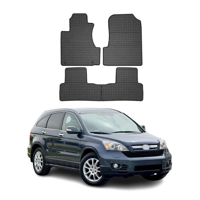 Jeu De 4 Tapis De Sol 3D OMAC Pour Honda Civic - Antidérapants, Toutes Saisons, Noir, Neuf