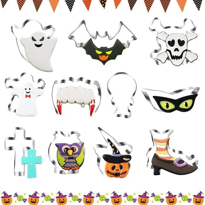 cadeaux Lot de 10 emporte-pièces en forme de chauve-souris en acier inoxydable pour Halloween gâteaux biscuits