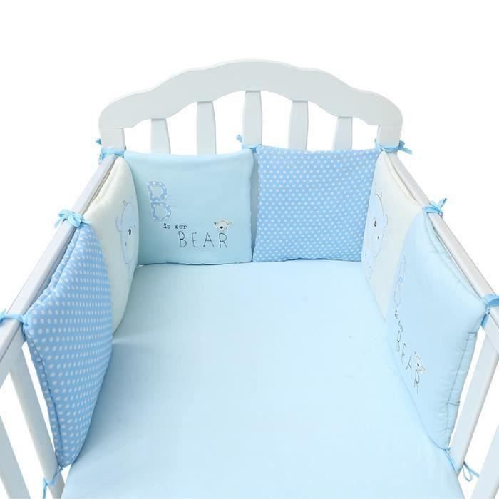 6pcs Tour De Lit Bebe Bleu Confortable Protege Berceau Pour Bebe Securite Cos60 Cdiscount Pret A Porter