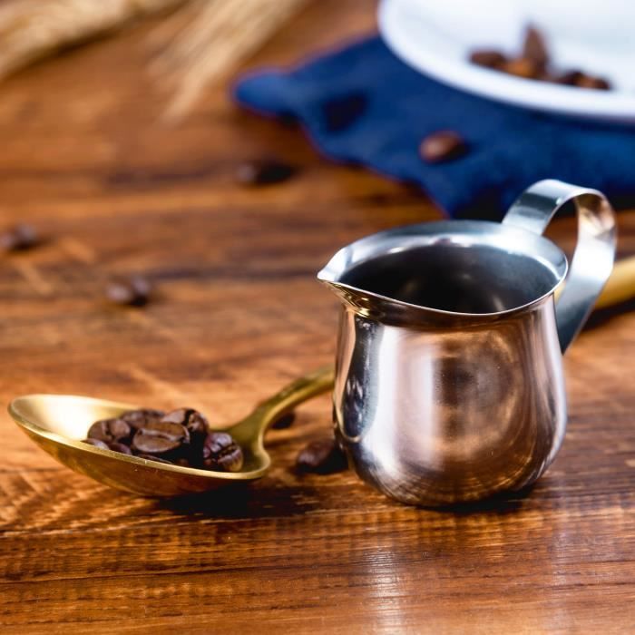 Pichet inox cruche tasse en acier inoxydable, tasse à café tasse pichet à  lait à faire mousser le lait avec couvercle pour l'art du café au