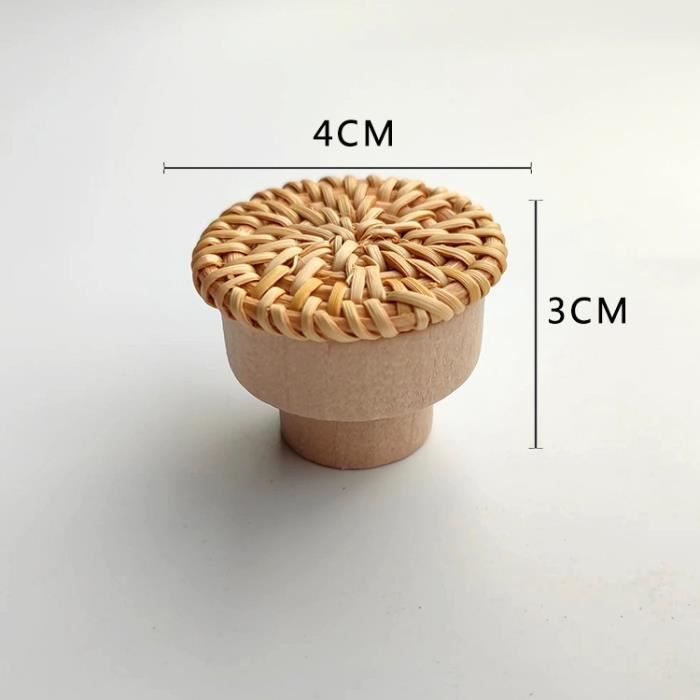 4 Poignées De Sac En Bois Et Rotin - 14.6 Cm Diamètre - Pour Sac à Main, DIY, Décoration