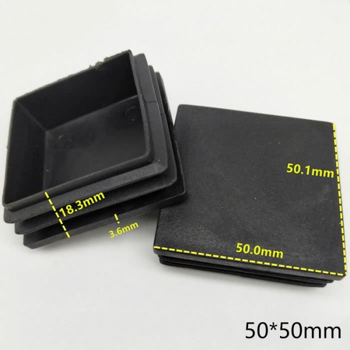 Lot De 60 Inserts Bouchons Pour Tube Carré Plastique 10x10mm - Noir - Pour Meuble, DIY - Marque Uxcell