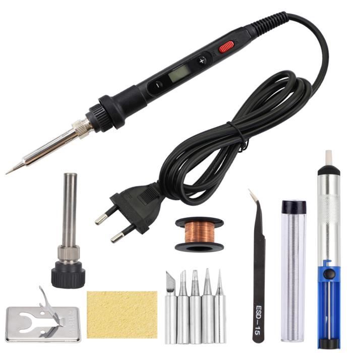 Fer à Souder Numérique 80W - Température Réglable 180-500°C, Kit Complet Avec Pompe à Dessouder Et Mallette