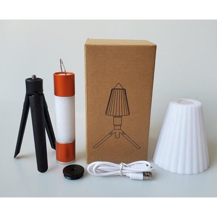 Lampe De Camping Portable Rechargeable - Petite Lampe étanche Vintage - 3 Modes Lumineux - Crochet Métallique - Pour Tente, Randonnée, Jardin
