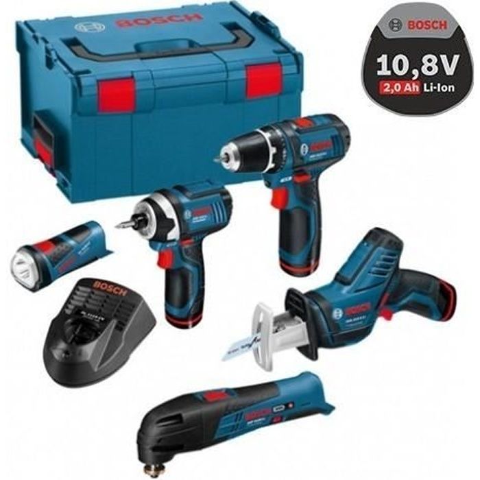 Bosch Professional KIT 5 OUTILS 12V perceuse visseuse GSRscie sabre GSAvisseuse à choc GDR/ découpeur GOPlampe GLI boxx