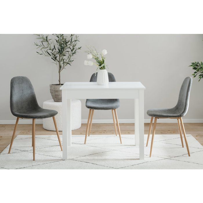 Table à manger CAPRI - Blanc - Carré - 4 personnes - 90 x 67 x 76 cm