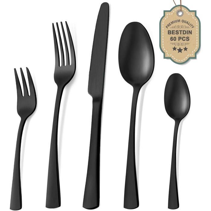 Set De 60 Couverts De Table Dorés SWISON - Service 12 Personnes En Acier Inoxydable