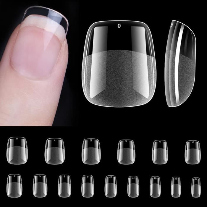450Pcs Capsule Americaine Ongle Court, Faux Ongles Court Carré, Capsule