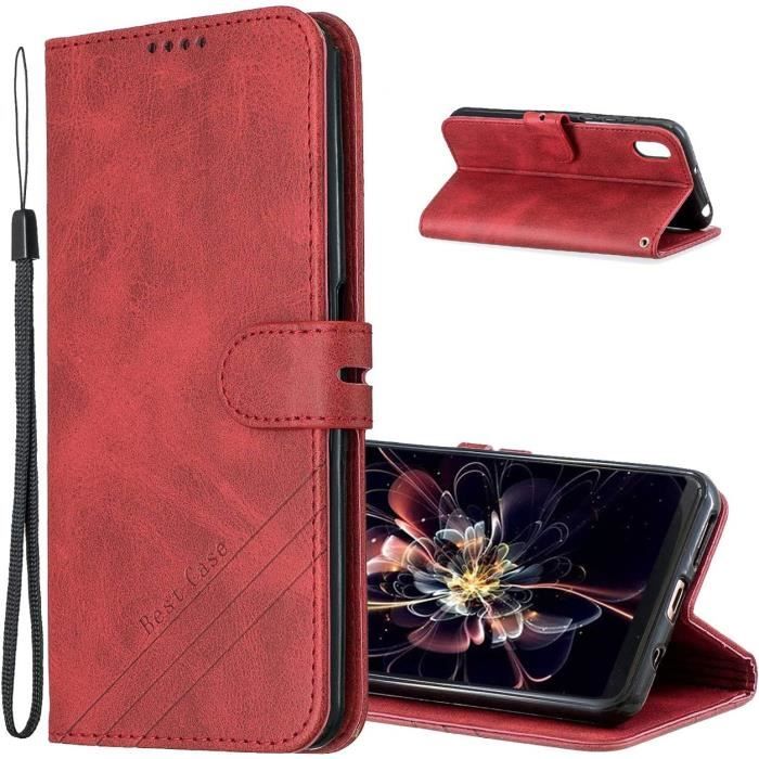 Custodia Huawei Y5 2019 In Pelle PU Flip Cover Con Portafoglio E Supporto - Giallo Retro - 3