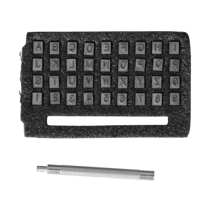 Kit De 37 Outils De Poinçonnage Alphabet Et Chiffres - Pour Cuir, Métal, Bricolage, Avec Poignée