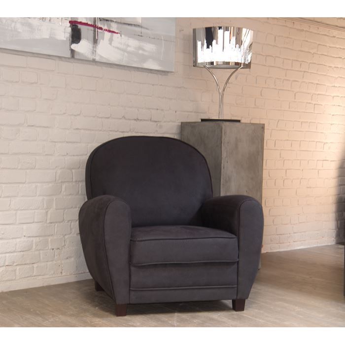 Fauteuil imitation vieux cuir gris 'Club' - Achat / Vente ...