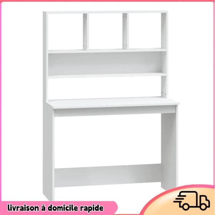 Cocosity Bureau avec étagères Blanc 102x45x148 cm Bois dingénierie - 7894202850913