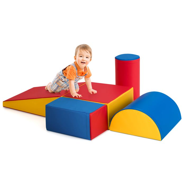 COSYWAY 5Pièces Modules de Motricité en Mousse Grands XL Blocs de Construction sur Logiciel avec Housse pour Enfant 9 mois à 3 ans