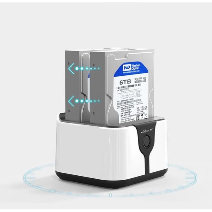 USB 3.0 station daccueil Clone Offline avec 2 slots dur HDD / SSD 25 et 35 25 et 35 pouces (SATA I / II / III)