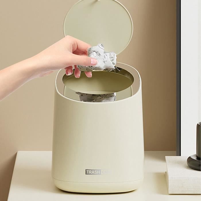 Mini Poubelle De Bureau LOVIVER - 4L Avec Couvercle, Design Blanc, Pour Maison/Bureau