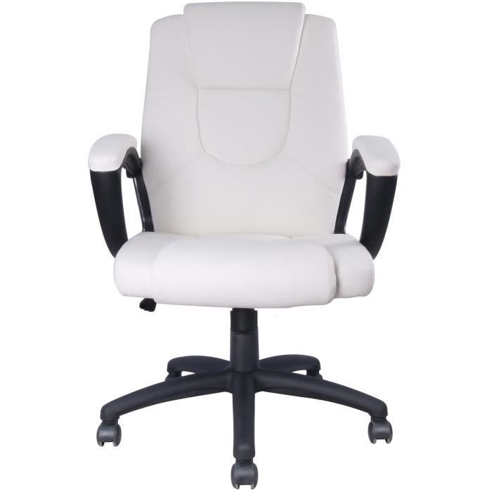 Gaspard Fauteuil De Bureau Simili Blanc L 55 X P 50 X H 103 113 Cm Achat Vente Chaise De Bureau Soldes Sur Cdiscount Des Le 20 Janvier Cdiscount