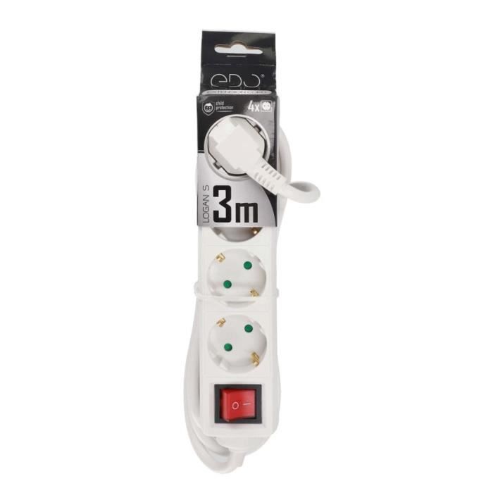 Bloc multiprises - IP44 - 4 prises, interrupteur, câble 1,5m