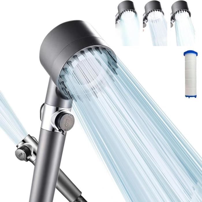 Pommeau De Douche Haute Pression Anti-Calcaire – Pivotant 360°, Économie D'Eau, Finition Chrome