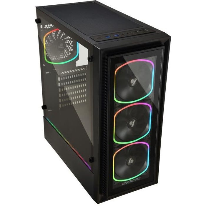 ENERMAX BOITIER PC ENERMAX StarryFort - Gaming - Noir - Verre trempé - Format ATX (ECA-SF30-M1BB-ARGB StarryFort)