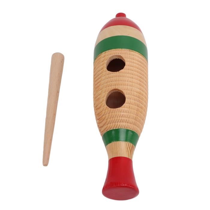 Garosa Guiro droit Bois Guiro Coloré Poisson En Forme De Cylindre Droit