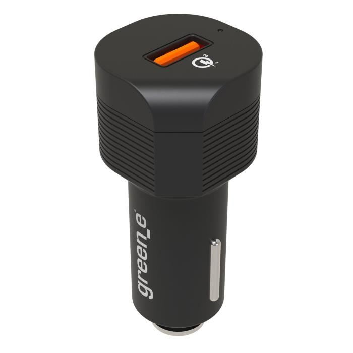 GREEN_E Chargeur voiture quickcharge 18W 1USB - Noir