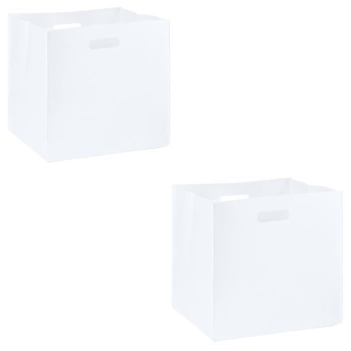 lot de 2 boites de rangement en feutrine blanc felt, cube de rangement pliable, ouvert dim 32 x 32 x 32 cm, design moderne