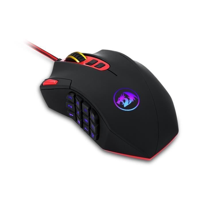 Souris Laser pour Jeux MMO 100/24000 DPI, 18 Boutons Programmables, Mémoire Cinq Profils Souris Laser pour Jeux MMO 100/24000 DPI, 18 Boutons Programmables, Mémoire Cinq Profils