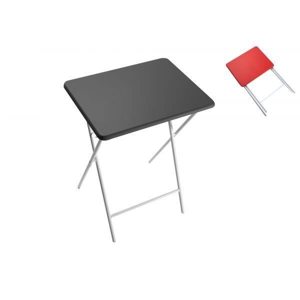 Table d'appoint pliante blanche en bois et métal - 48x38x66cm