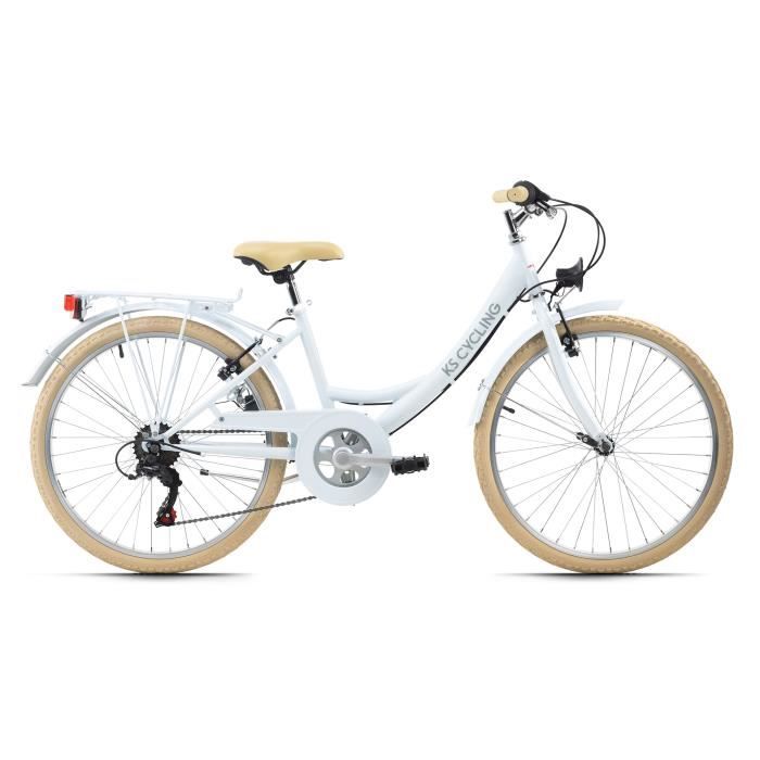 Vélo enfant 24'' - KS CYCLING - Balloon - 8 Ans - 6 Vitesses - Blanc - Taille de Cadre 36 cm