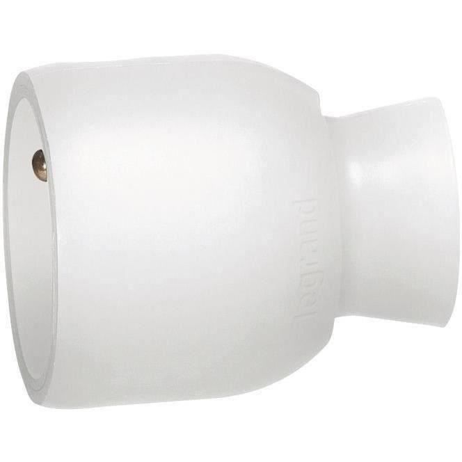 Fiche femelle à sortie droite - 2 phases + terre - blanc