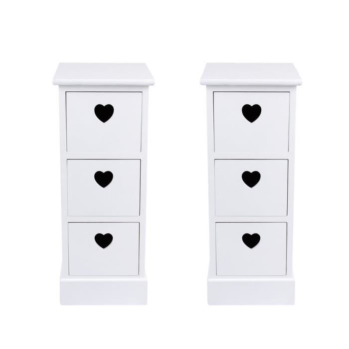 2 Pcs Cabinet Table Chevet De Maison En Bois Blanc Manche Enforme De CÅ