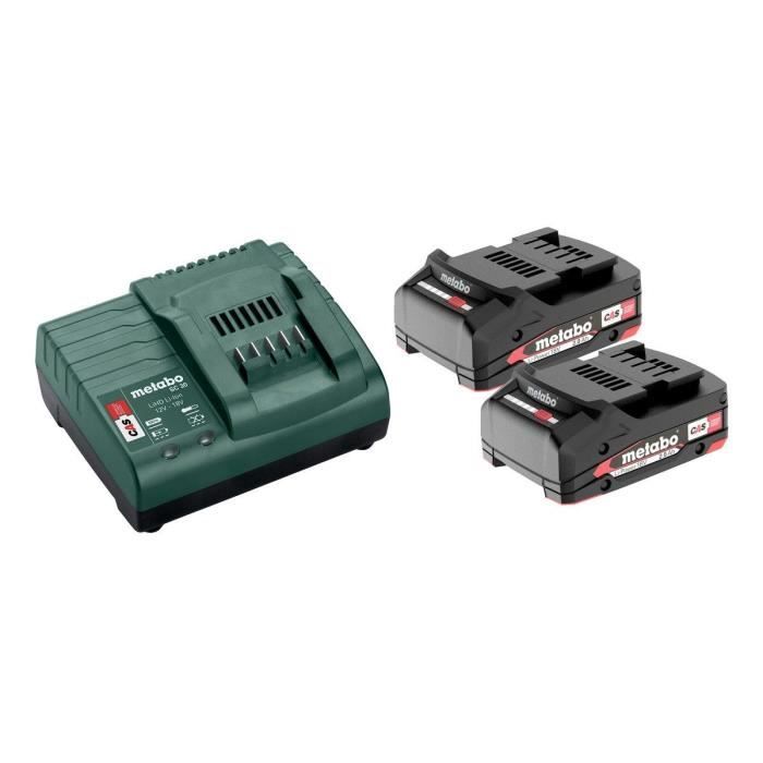 Pack 2 Batteries - METABO 18V Li-Power 2.0Ah + chargeur SC 30