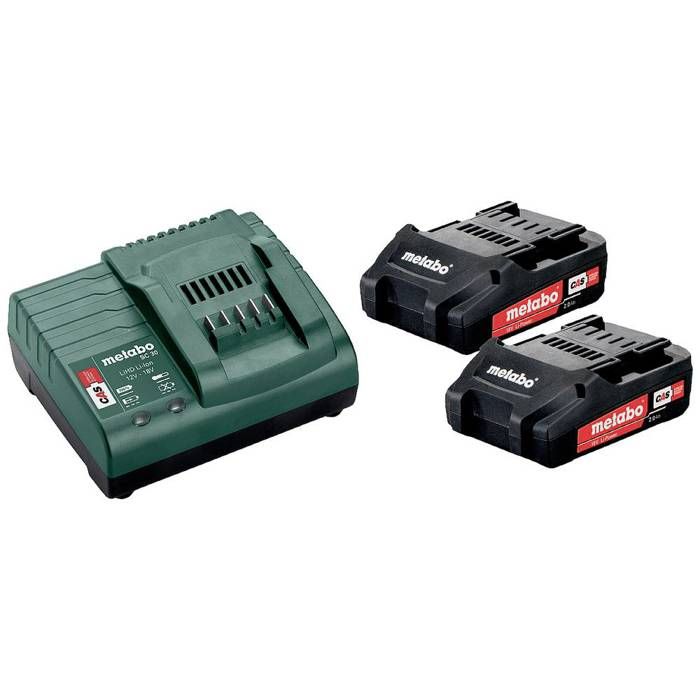 Pack 2 Batteries METABO 18V Li Power 2.0Ah + chargeur SC