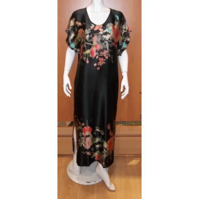 NUIT LONGUE MARJOLAINE 100/% SOIE modèle COEUR couleur NOIR//CENDRE T 38 à 54