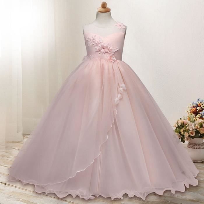Enfants Princesse Fleur Fille Robe D Ete De Mariage Longue Robe Formelle Robes De Fete D Anniversaire Pour Les Filles Rose Achat Vente Robe De Ceremonie Cdiscount