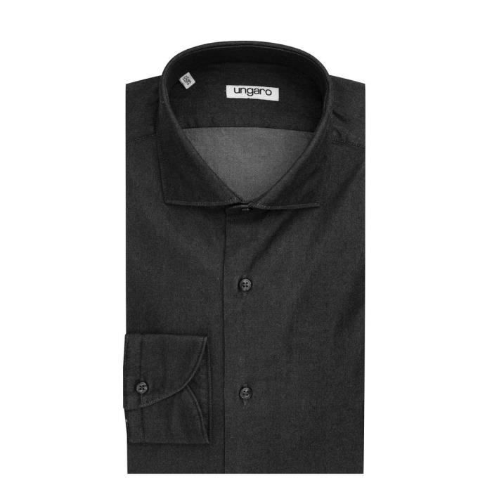 UNGARO CHEMISE Cintr e U6180 Homme NOIR noir Cdiscount Pr t Porter