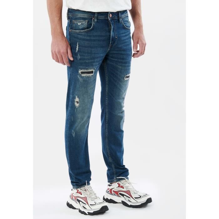 Jean slim homme KAPORAL DARKO Denim ecologique Coton recycle Coupe slim Bleu Bleu Cdiscount Pret a Porter