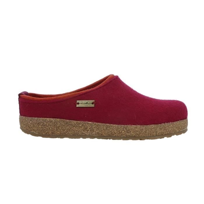 Chaussons Femme HAFLINGER GRIZZLY KR Rouge Talon plat 2.5 cm