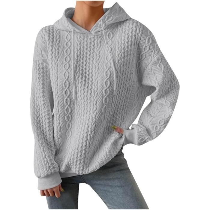 2023 Sweats Femme Capuche Chaud Automne Hiver Sweat Shirt Gaufr Manches Longues Hoodies Sweat Mode Styl Casual gray