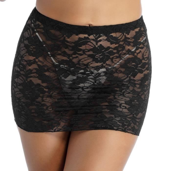 Jupon Long En Dentelle Pour Femme - Taille élastique, Ourlet Dentelé, Sous-robe